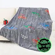 OHOIT Truck Gifts for Kids Boys - Glow in The Dark Blanket for Sofa Couch Bed Birthday Christmas Easter