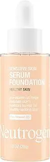 [Neutrogena] Healthy Skin Sensitive Skin Serum Foundation with Pro-Vitamin B5, Color Correcting & Pore Minimizing Liquid Foundation & Face Serum, Buildable Coverage, Light 01, 1 oz