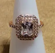 Bomb Party What a Stunner Diamond Cubic Zirconia Rose Gold Plate Ring SZ 7 6861