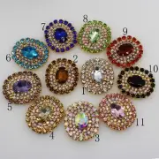 Oval AB Rhinestone Buttons Glass Crystal Beads Wedding Decor Craft Button 5Pcs