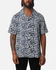 [XXIII] Xxiii Cheetah Button Up Shirt Blue Cheetah - Size L L Blue Cheetah