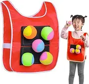 Dodgeball Day Game, Sticky Ball Vest | Ball Throwing Game with 5 Balls and 1 Vest - Throwing Target Game, Soft Toy Balls for Catch and Toss for Indoor and Outdoor Use, Gym, Park, Garden