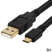 6FT Black USB 2.0 Type A To Micro B 5-Pin Cable PC Smartphone Tablet PDA GPS