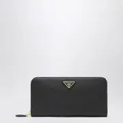 [Prada] Black Saffiano zip-around wallet One size Black