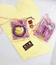24K Gold Foil Lucky Maneki Cat Omamari- Pink Silk 1pc-Chinese New Year Gift
