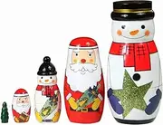 Nesting Dolls 5 Piece with Santa Claus Christmas Tree Christmas Stacking Dolls Snowman Stacking Dolls Home Decoration