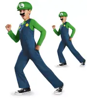 Nintendo Super Mario Brothers Luigi Licensed 80s Fancy Dress Kids Costume