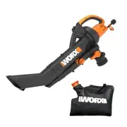WORX WG505 Trivac 12 Amp 3-in-1 Electric Leaf Blower/Leaf Vacuum/Mulcher, Metal