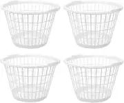 Set of 4 White Lightweight Plastic One Bushel Capacity Laundry Baskets 17x11.5"