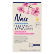 Nair Sensitive Wax Ready Strips 40 Pack Legs & Body Removes Hair Gentle on Skin