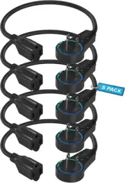 Space-Saving 360° Flat Plug Extension Cord - 0.5ft 3-Prong Grounded Wire