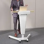 Mobile Lectern Multi-Purpose Podium, Height Adjustable Lecture Podium Stand, Standing Laptop Desk for Restaurants, Churches, Seminars and Schools