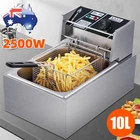 10L Deep Fryer Single Frying Basket Electric 2500W Stainless Steel Commercial