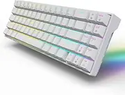 RK ROYAL KLUDGE RK71 Gaming Keyboard, Triple Mode 2.4Ghz/BT5.1/USB-C Wireless Keyboard, 71 Keys Mechanical Keyboard with RGB Backlit Keys Programmable Macro Functionality, Brown Switch White