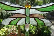 Sea Green WATER SPIRIT DRAGONFLY Australian STAINED GLASS WINDOW SUNCATCHER Gift