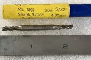 5/32" HSS 4 FLUTE DOUBLE END MILL, 3/16" SHANK, 1/4" FLUTE CENTER CUT, NEW, USA
