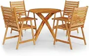 'vidaXL Garden Dining Set - Round Acacia Wood Table and Chairs - Rustic Brown, Easy to Clean and Maintain