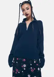 [Dolls Kill x Glamorous] True Knit Half Zip Sweater
