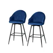 Set Of 2 Bar Stools Kitchen Stool Dining Chairs Velvet Barstool Mesial