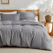 BEDSURE Grey Duvet Covers King Size - Soft Brushed Microfiber Duvet Cover Set 3