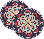 Yardwe 2pcs Non Slip Singing Bowl Cushion Mat Handmade Embroidery Base for Meditation Home Decor Stable Secure Grip for Yoga Sound Bowls Kitchen Coasters