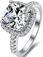 [Jude Jewelers] Platinum Plated 4 Carat Princess Cut CZ Simulated Diamond Wedding Engagement Proposal Ring