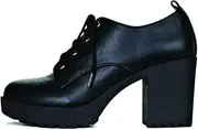 [Soda] Women's Classic Lace Up Platform Chunky Mid-Heel Square Toe Oxfords Dress Pump Shoes Brief-s