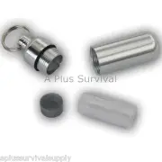 Aluminum Pill Case Keychain I.D. Holder with Inner Container Silver Color