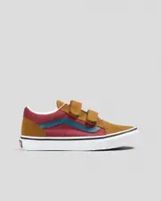 [Vans] Vans Boys' Old Skool V Shoes in Color Block/True White Size 03 03 Color Block/True White