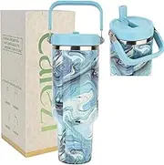 Cafezi 40 oz Tumbler with Lid and Straw, Stainless Steel Vacuum Insulated Tumblers with Flip Straw and Top Handle, Reusable Insulated Water Bottle for Home, Office, Leakproof, Fit in Cup Holder
