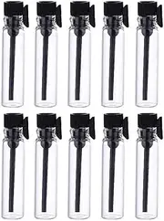 100 Pcs Empty Perfume Sample Bottles Mini Glass Refillable Sample Vial Containers with Black Cap for Aromatherapy, Essential Oil, Fragrance and Liquid (2ml)