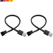 2Pack Nylon Braided USB to 3-Pin / 4-Pin PWM 5V USB Sleeved Fan Power Adapter Ca