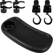 Stroller Snack Tray with Cup Holder General Stroller Food Tray Removable Baby Stroller Snack Tray with Adjustable Buckle and 2 Hooks Reusable Stroller Snacks Holder for Strollers su