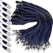 50 Pcs Lanyards Clips Bulk Lanyards for ID Name Badge Holder Lanyards Flat with Swivel Hook for Office School(Dark Blue)
