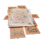 1500 Piece Rotating Wooden Jigsaw Puzzle Table 6 Drawers Board
