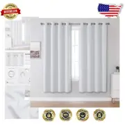 Thermal Insulated Greyish White Curtains - Room Darkening Grommet Drapes, 72x52