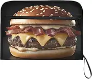 YMXFXP Hamburger Closeup Expandable Filing Folder, 13-Pocket Funny Cute Design with Sticky Labels, A4 Letter Size Document Organizer for Office, School, Boys, Girls