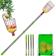 Fruit Picker - Telescopic Picker, Lightweight Fruit Picker | Apples Picker with Basket, Long Reach Fruit Picker, Fruit Picking Tool, Detachable Fruit Picker for Plum Pear Lemon Apricot
