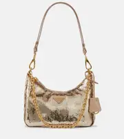 [Prada] Prada Sequined Re-Nylon shoulder bag One Size gold