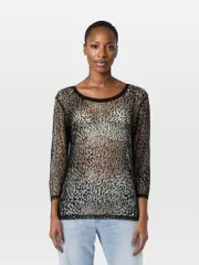 Black Sheer Long Sleeve Top