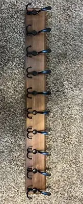 Coat Rack Wall Mount Wooden Wall Coat Rack with 8 Tri Metal Hooks for Hanging