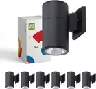 ASD 1 Light Dusk to Dawn Outdoor Wall 1-Way | Round | Photocell, Black (6pk)