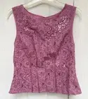 SZ 6-ANTHROPOLOGIE MAUVE/ROSE SLEEVELESS TOP-Corset Seamed-Sequins-Side Zipper