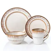 Elegant and Modern Stoneware Dinnerware Set for Parties - Mocca Swirl, 16 Piece