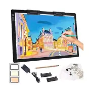 A2 Light Pad, 3 Colours 6 Levels Brightness Tracing Light Box with Multi-Func...