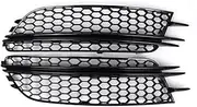 2X Fog Light Lamp Grille Grill Cover Compatible For Audi A6 C7 Sedan Standard Pre-facelift 2012-2015 Honeycomb Mesh 4G0807681 4G0807682(Glossy Black-B)
