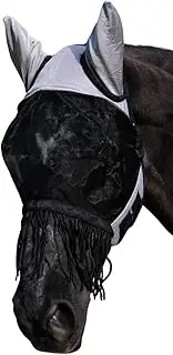 AMKA Horse Fly mask with Ear Protection and Removable Fringes, Nostril Protection