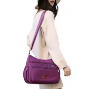 Women Shoulder Handbag Roomy Multiple Pockets Bag Ladies Crossbody Purse-Purple