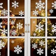 Christmas Snowflake Window Clings, Removable Static Window Stickers, 10 Sheets Window Sticker Decor Snowflakes Window Pictures for Doors, Shop Windows, Glass Fronts, Christmas Decoration Reusable