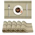 Bamboo Placemats Set of 6 Dining Table Mats, 45x30 cm